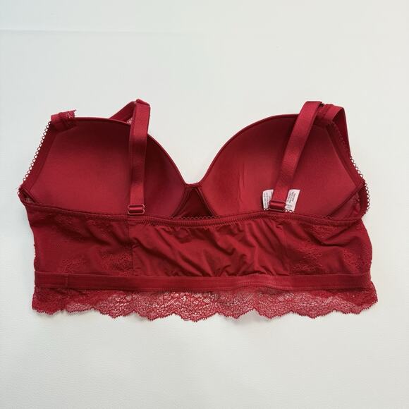Victorias‎ Secret Padded Demi Bralette Size XL Red Pullover Wireless Lace Trim - Picture 2 of 4
